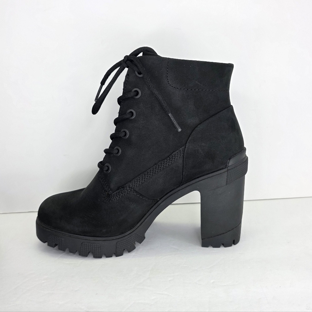 Timberland Lana Point Lace Up Heeled Nubuck Boots Black Suede Women's Size 7 - Picture 11 of 14